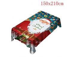 Minshao(TM) Tovaglia Natalizia/coprisedia Stampa Digitale Decorazione tavola di Natale Tovaglia in Tela Cerata plastificata Idrorepellente Rettangolare