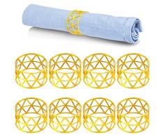 8 Pezzi Anelli Portatovaglioli Anelli di Tovagliolo in Metallo cavo Retrò per Feste di Matrimonio Compleanno Decorazione Della Tavola Diametro 4,5 cm (Oro)