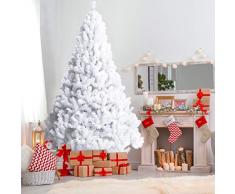 COSTWAY Albero di Natale 150/180/210/240 cm, Albero di Natale Bianco con 350/650/950/1138 Rami in PVC e Supporto in Metallo, Albero di Natale Artificiale per Casa, Ufficio e Negozio (210 cm)