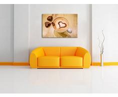 Caffè cuore Coffee cappuccino schiuma su tela, Immagini XXL completamente incorniciati con telai di grandi dimensioni cuneo. Stampa artistica su quadro a parete con cornice. Più economico di pittura o di un dipinto a olio, non