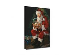 Santa Believes Stampa su tela Babbo Natale che trasporta regali in arrivo alla vigilia di Natale Poster Dipinti Decorazioni da parete (Incorniciato, 40x60cm)