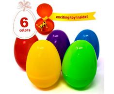 Confezione da 50 uova di Pasqua colorate con sorpresa riempite con 50 giocattoli diversi - Ottimo regalo per Pasqua.
