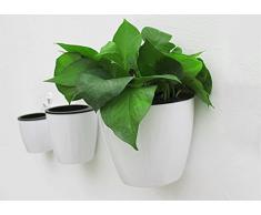 Milopon, vaso di fiori autoirrigante da appendere, irrigazione automatica, vaso di fiori, piante montate a parete con supporto e funzione di deposito dell'acqua, bianco, 13*10*13cm