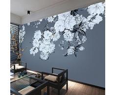 Fotomurali Poster Gigante Soggiorno Carta Da Parati Murale Personalizzata 3D Fiori Dipinti A Mano E Pittura Di Uccelli Soggiorno Tv Divano Studio Papel De Parede-250 * 175Cm