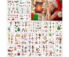 Tatuaggi per Bambini 210 Tatuaggi Temporanei Natale, Kit Tatuaggi Finti per Bambini e Bambine, Adesivi Natale Decorazioni per Idee Regalo Bambini Feste di Compleanno Trucco Gadget per Festa del Gioco