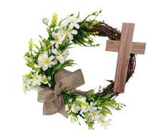 shesuseke ghirlanda di Pasqua appeso ghirlanda di plastica croce per divano camera da letto soggiorno decorazione porta di benvenuto finestra accessori