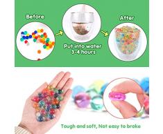 Perline d'acqua,50000 Trasparenti Perle di acqua limpida per bambini Giocattoli / Piante Centrotavola di vasi, Non tossico Arcobaleno Mix Gelatina d'acqua Crescere palle Giocattoli sensoriali kit, Centrotavola di nozze, Festa e Decorazione domestica