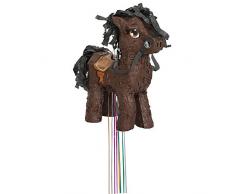 Unique 65988 Cavallo Marrone Pinata-Tirare la Corda, Cardboard, Brown