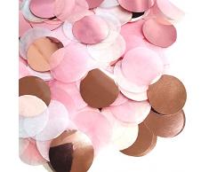 6000 coriandoli in oro rosa, 2,5 cm, per feste, compleanni, matrimoni, anniversari, rotondi, carta, carta stagnola (oro rosa, bianco, rosa chiaro) (oro rosa, 6000 pezzi)