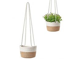Appendere Cestini Per Interni, Vasi Sospesi Per Piante, Fioriere In Corda, Forte Decorativo e Resistente AllUsura, Adatto Per Casa, Interno, Esterno, Giardino, Soggiorno, Ufficio