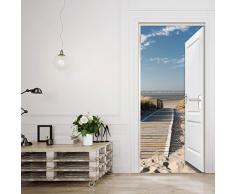 murimage Carta Parati Porta Mare 3D 86 x 200 cm Include Colla Spiaggia Oceano Dune passerella Bagno Cucina Soggiorno Camera fotomurali Poster Gigante Wallpaper