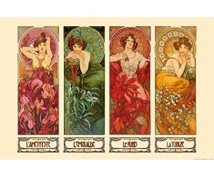 1art1 Alphonse Mucha Poster XXL Le Pietre Preziose, 1900 Stampa Geante 120x80 cm