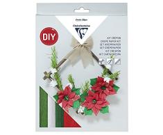 Clairefontaine 97708C - Kit creativo corona di Natale in carta crespa per adulti, passo-passo incluso - fiori di carta crespa - decorazione natalizia - hobby creativi, fai da te, attività manuali