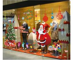 Natale Vetrofanie Rimovibile Addobbi Grande Albero di Natale Bianco Alce Adesivi Natalizi Finestra Vetrina Adesivo Decorativi Buon Natale Parete Negozi Decorazione