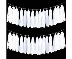 ZYOOO 20 Pezzi Ghirlanda Nappa Carta Bianco per Decorazioni per Feste Bianco