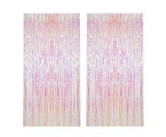 A 2 Pezzi Tende a Frange, 2x1m Tende in Tinsel, Porta per Tende con Frange in stagnola, Tenda in Tinsel Decorativa, Perfetta per Compleanno, Matrimonio, Natale, Decorazioni per Feste