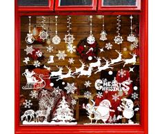 Adesivi Natalizi per Finestre, Bianche Vetrofanie Natalizie Finestre per Vetrine Removibili Stickers Natalizi per Finestre Addobbi Fiocchi di Neve Adesivi Natale Finestra Decorazioni per Finestre