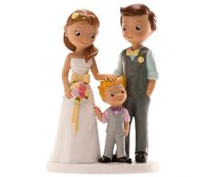 dekora - Decorazione per Torte di Matrimonio - Figura di Sposi con Bambino 16 cm