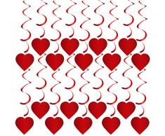 Rorchio Cuore Rosso Turbinii Pendenti, Decorazione San Valentino, Stelle Filanti Ornamento di Fidanzamento per Festa di Anniversario di Matrimonio con Gancio (20 Pezzi)