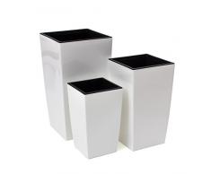 Mix 3 vasi Per Piante Serie Coubi Quadro 10L 17L 30L colore: Bianco