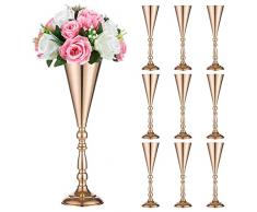 Sziqiqi Set di 10 Centrotavola per Matrimonio in Metallo Alto per Tavoli da Ricevimento, Supporto per Fiori in Oro, Base per Decorazioni per Feste, Eventi, Cerimonie di Celebrazione, Oro