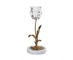 zxb-shop Candelabro/Candeliere Ottone Singolo Testa Candela Ornamenti in Cristallo Vetro Fiore Candela Stand Stand di Lusso casa Romantica Tavolo Decorazione Portacandele Decoration (Color : A)