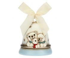 THUN - Addobbo per Albero di Natale Campanella con Orsi Polari - Decorazioni Natale Casa - Linea Un Pensiero Felice - Ceramica - 10,7 x 10,7 x 12 h cm