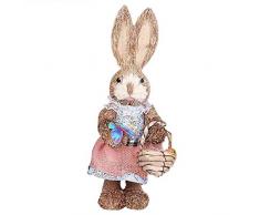 Usmato Coniglietto Pasquale Realizzato in Materiale Naturale, Coniglietto di Paglia di Simulazione, Bellissimo Arredamento per Vacanze Squisito, Accessori per Amici Bambini, Coniglietto per Pasqua