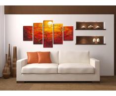 Visario 5506 - Set di 5 Quadri su Tela, 160 cm, Colore: Rosso