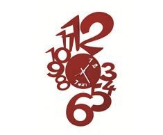Arti & Mestieri Lupin - Orologio da Parete di Design 100% Made in Italy - in Ferro, 30 x 48 cm - Rosso
