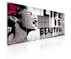murando Handart Quadro su tela Banksy Life is beautiful 200x80 cm Quadri Stampa Pannello Pittura Immagini Moderni Murale Arte Moderna Foto Decorazione da parete 5 pezzi Street Art i-C-0114-b-m