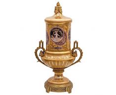 Aubaho Porcellana urna Coperchio Latta Coperchio Vaso Ottone sfarzo Stile Antico 44cm