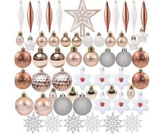 ZYDNANYANG 58 palline di Natale infrangibili dipinte decorazioni per albero di Natale, set per vacanze, matrimoni, decorazioni natalizie (xingbin)