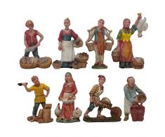 ROSSI ROSA Pastori per Presepe i Mestieri 8 Statuine 10 cm Personaggi in Resina