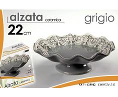 CENTROTAVOLA ALZATA PORTA FRUTTA CERAMICA PIZZO GRIGIO 22CM