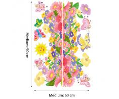 R00200 Adesivo murale per bambini Wall Art "n.2 pezzi Giardino con farfalle 01" - Misure 2 pz 30x90 cm - Decorazione parete, adesivi per muro, carta da parati