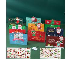 Cartoline di Natale con Buste e Adesivi,Biglietto di Auguri di Natale,Biglietti di Buon Natale,Biglietto Auguri Natale,Auguri Natalizio Carte,Biglietti Natale,Cartoline Natale con 2 Adesivi natalizi