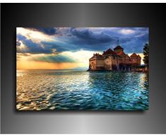 Quadro su tela - paesaggio Mare Burg - foto leinwand24/AA0543, Legno, multicolore, 80 x 60 cm