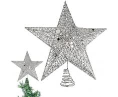 Stella per Albero di Natale, XiXiRan Albero di Natale Scintillante Topper, Topper Albero di Natale, Cima Albero di Natale Topper Treetops, Puntale Usato per Decorare Alberi di Natale (argento)