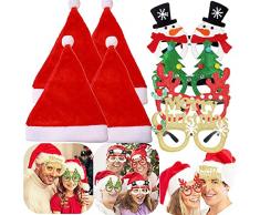 JeVenis 8PCS Cappello di Natale Bicchieri di Natale Cappello di Babbo Natale Accessori per cabine per Foto di Natale Forniture per Feste di Natale Festa di Natale