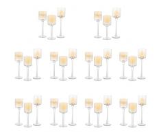 Sziqiqi Portalumini in Vetro Set di 30, Portacandele a Colonna Elegante Candelieri Trasparente, Candelabri Centro Tavola Moderno per Soggiorno Matrimonio Porta Candele per Decorazione Natalizia