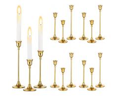Sziqiqi Candelabri Portacandele in Oro Set di 15 - Candelabro Conici in Ottone Portacandele in Metallo per Tavolo da Pranzo Camino Mensola del Camino Festa di Nozze Soggiorno di Natale