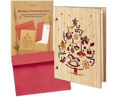 LIVAIA Biglietto auguri di Natale: cartolina per auguri di Natale in legno con busta - biglietti con busta per Natale, cartolina con incisione in legno