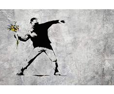 1art1 Banksy Poster XXL Il Lanciatore di Fiori, Graffiti Arte di Strada Stampa Geante 120x80 cm