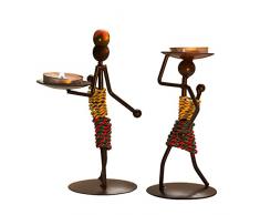 Dancepandas Portacandele in Ferro Decorativo 2 Pezzi Ragazza Creativa Candelabro Portacandele Nero Vintage Candelabri in Ferro Battuto per Matrimoni, Soggiorno, Camera da Letto, Tabella