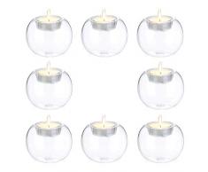 Sziqiqi Candeliere Rotondo di Cristallo, Decorazione per La Cena a Lume di Candela, Candelabro di Vetro Resistente al Calore Come Decorazione per Proposta di Matrimonio O Nozze, 8Pezzi