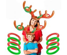 BETOY Renna Gonfiabile, 2 Pezzi Renna Natalizia Giochi Toss Gioco Gonfiabile Renna Antler Ring per Feste di Festa, Giochi Scolastici, Natale, Halloween, Capodanno, Carnevale