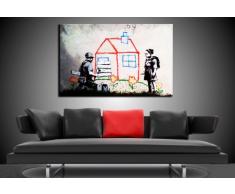 'Fotoleinwand24 – Stampa su tela "Banksy" Graffiti 100 x 70 cm K. Poster. Tela già su telaio. Pop Art dipinto stampe artistiche da parete, immagini, immagini per decorazione – decorazione/immagini da parete Top 200 "Bansky Streetart