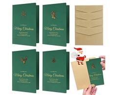 Biglietti Auguri Natale, Biglietti Natalizi Vintage in Bianco con Busta, Biglietto Auguri Buon Natale di Ringraziamento Biglietti da Visita Invito alla Festa di Natale di Compleanno Verde