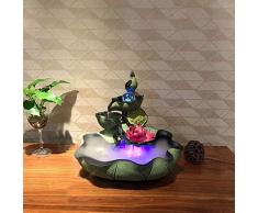 YAMEIJIA Fontana da Tavolo con luci a LED, Scultura Decorativa da Tavolo Fontana di Acqua (Acquario + Fontana)